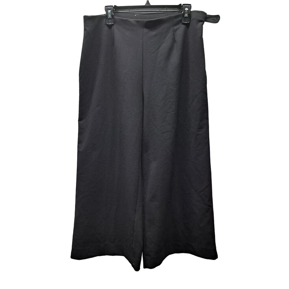 Coldwater Creek 16 Black High Waisted Side Zip Black Wide leg Cropped Trousers